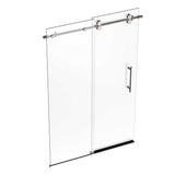 Ivanees Single Sliding Frameless Shower Door 8mm Clear Tempered Glass - Barn Door Style