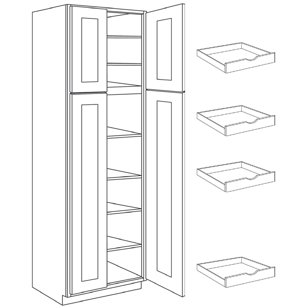 RTA - Fashion White - Double Door Utility Cabinet | 30"W x 96"H x 24"D
