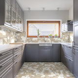 Roman Pattern Picasso Tumbled Travertine Mosaic