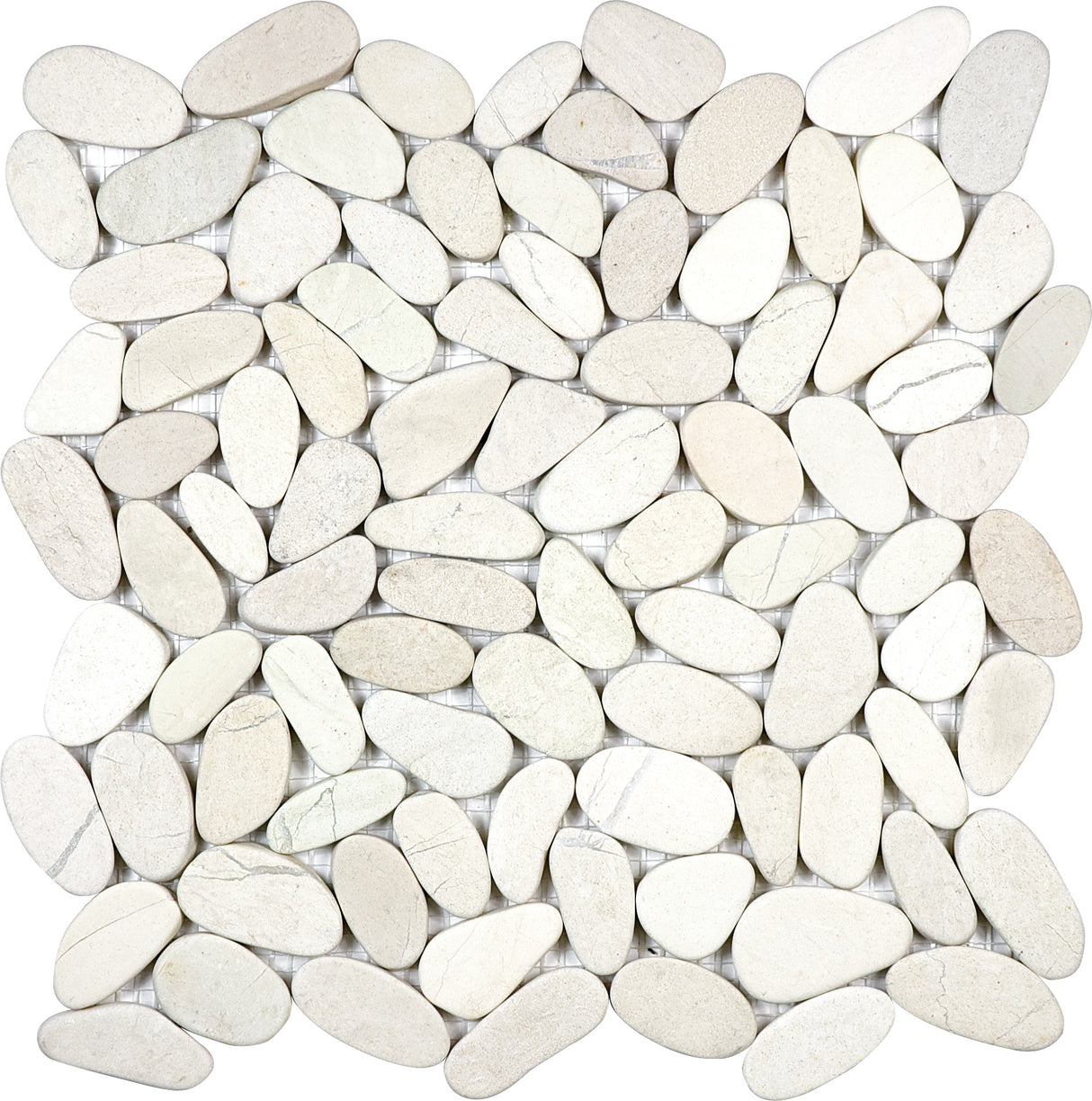 Zen Serenity Ivory Flat Pebble Stone Polished Mosaic