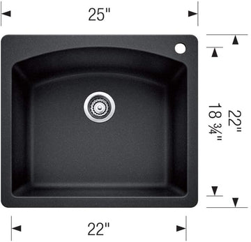 Blanco 25 Inch Diamond Silgranit Drop-In Or Undermount Kitchen Sink