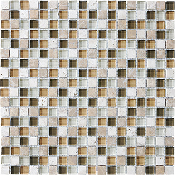5/8 X 5/8 In Glass Stone Bliss Blend Bamboo Mosaic