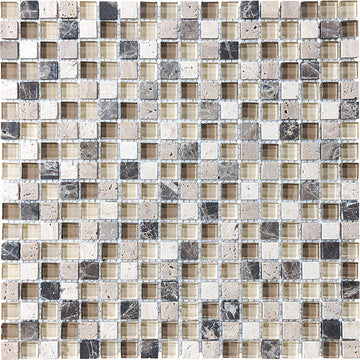 5/8 X 5/8 In Glass Stone Bliss Blend Cappuccino Mosaic
