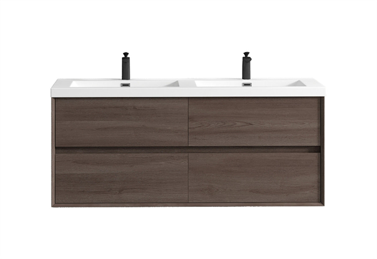 Luxury Kingdom Floating / Wall Mounted Bathroom Vanity With Acrylic Sink, Farmhouse Bath Vanity W/ Storage Cabinet