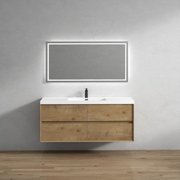 Luxury Kingdom Floating / Wall Mounted Bathroom Vanity With Acrylic Sink, Farmhouse Bath Vanity W/ Storage Cabinet