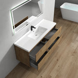 Luxury Kingdom Floating / Wall Mounted Bathroom Vanity With Acrylic Sink, Farmhouse Bath Vanity W/ Storage Cabinet