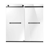 Ivanees Adjustable Semi-Frameless Dual Sliding Glass Bathtub Door with Clear Tempered Glass