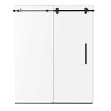 Ivanees Single Sliding Frameless Shower Door 8mm Clear Tempered Glass - Barn Door Style