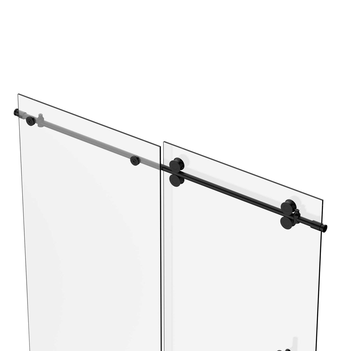 Ivanees Single Sliding Frameless Shower Door 8mm Clear Tempered Glass - Barn Door Style