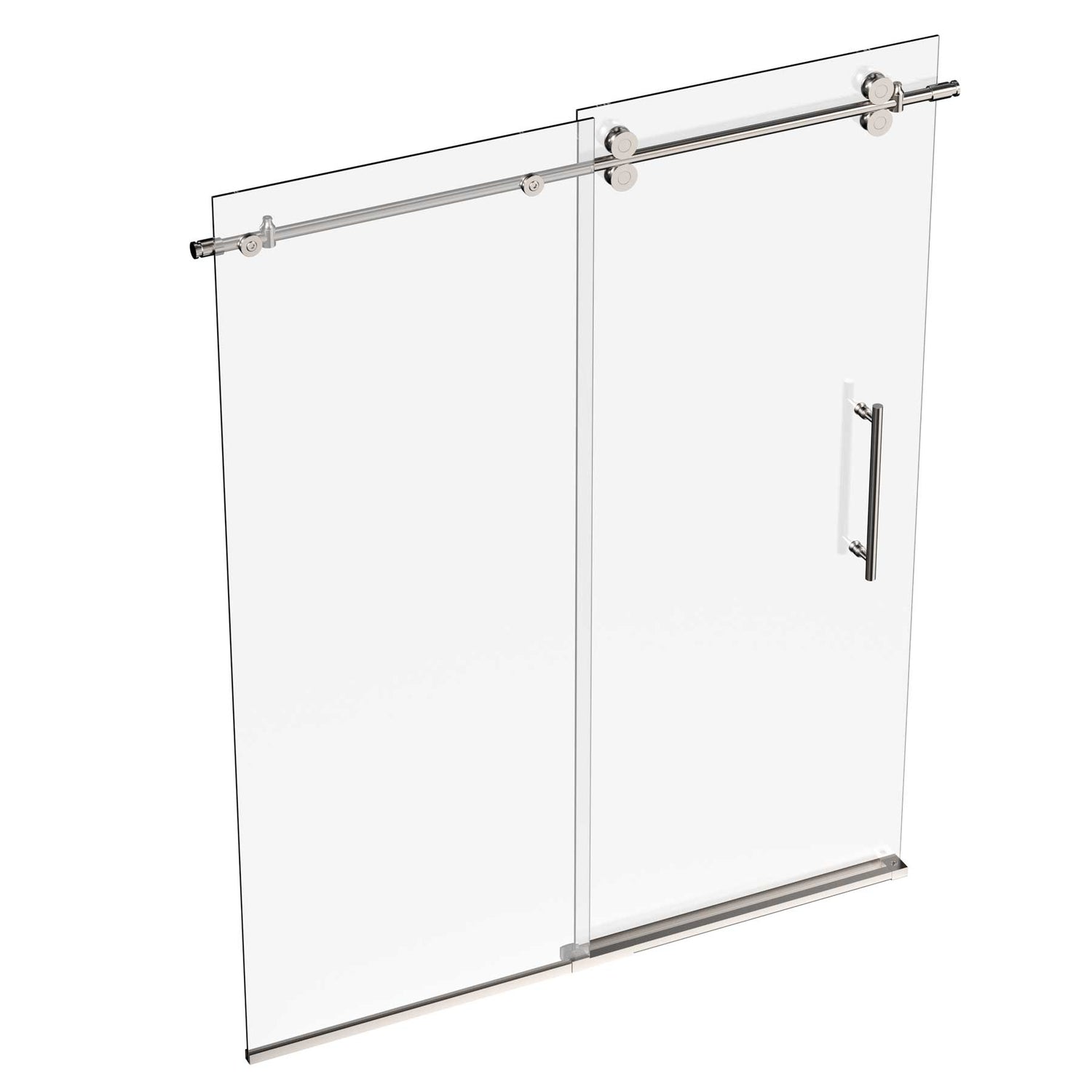 Ivanees Single Sliding Frameless Shower Door 8mm Clear Tempered Glass - Barn Door Style