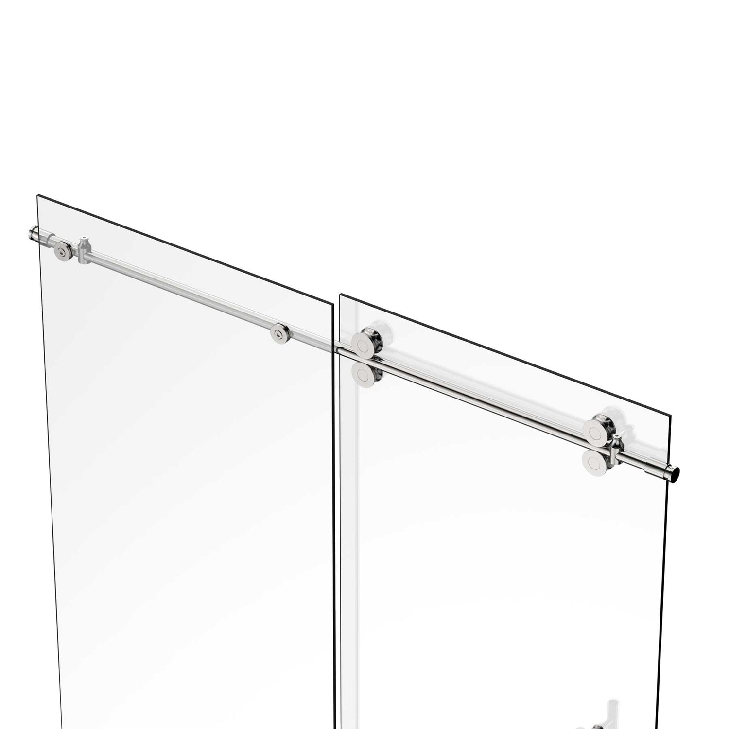 Ivanees Single Sliding Frameless Shower Door 8mm Clear Tempered Glass - Barn Door Style