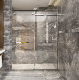 Ivanees Adjustable Semi-Frameless Dual Sliding Glass Bathtub Door with Clear Tempered Glass