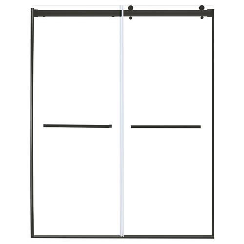Semi - Frameless Sliding Shower Door With Clear Glass And Horizontal Handles - Lagoon