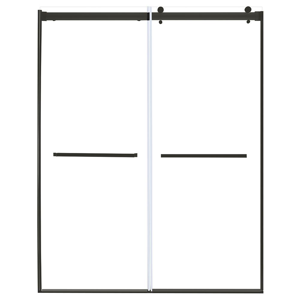 Semi - Frameless Sliding Shower Door With Clear Glass And Horizontal Handles - Lagoon