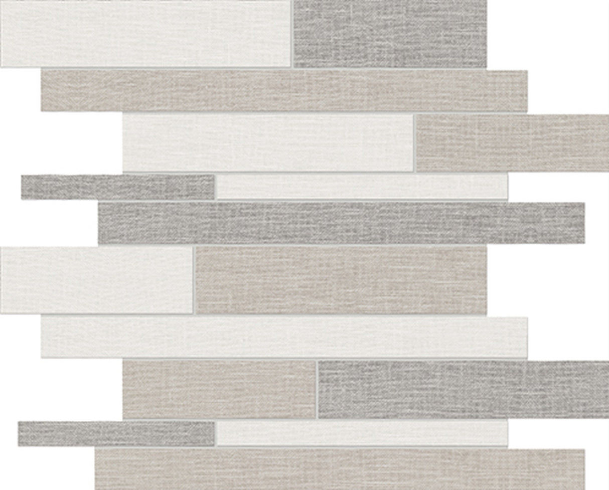 Random Strip Light Blend Belgian Linen Matte Color Body Porcelain Mosaic