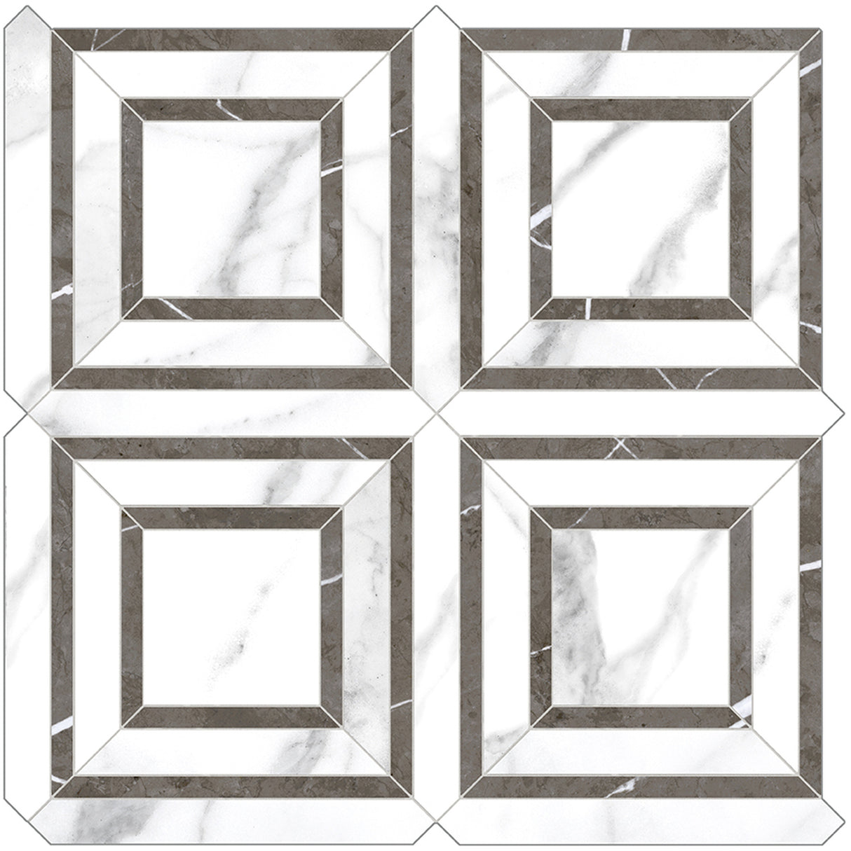 Piazza Mayfair Statuario Polished Glazed Porcelain Mosaic