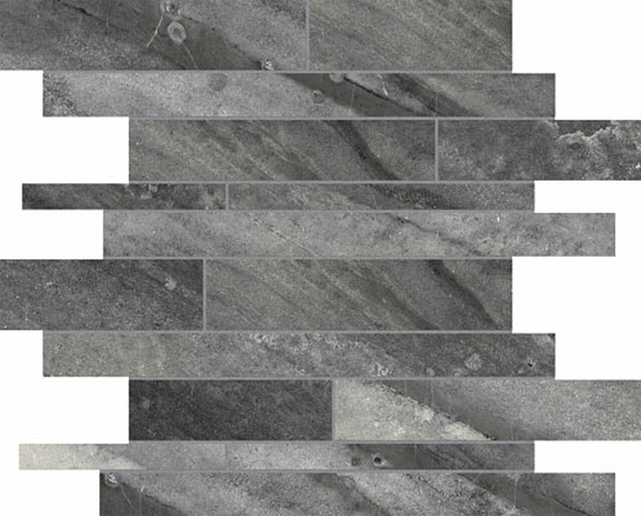 Random Strip Carbon Evolution Matte Glazed Porcelain Mosaic