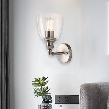 Brushed Nickel Finish Wall Sconce Fixture, UL Listed for Damp Location, E26 Socket Wall Lamp, for Living Room, Entryway, Hallway