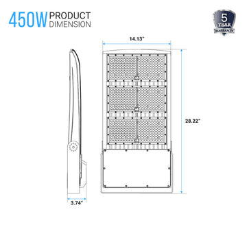450W LED Flood Light With Photocell, 5700K, AC100-277V, Bronze, With 20KV Surge Protector