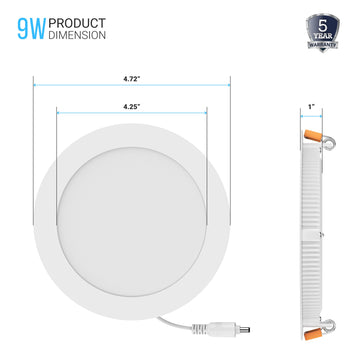9W 4 Inch Slim LED Recessed Lighting: 650LM, Dimmable, Damp Location Rated - Perfect for Office, Kitchen, Bedroom, Bathroom Downlights
