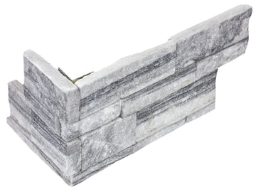 6 x 18 in Ledger Stone Nordic Crystal Split Face Quartzite Assembled Corner