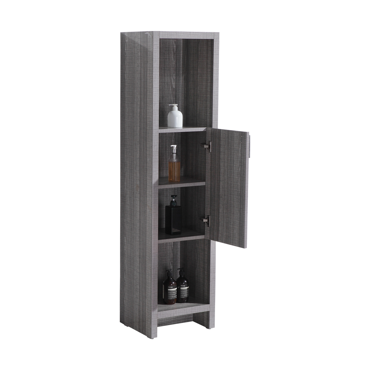 Liyan Elegant Modern Freestanding Bathroom Linen Side Cabinet With Doors & Open Shelves Storage