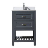 Modern Livia Freestanding Bathroom Vanity With Quartz Top, Sink, Drawers & Open Shelf Storage