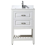 Modern Livia Freestanding Bathroom Vanity With Quartz Top, Sink, Drawers & Open Shelf Storage