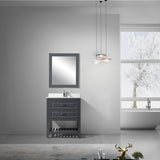 Modern Livia Freestanding Bathroom Vanity With Quartz Top, Sink, Drawers & Open Shelf Storage