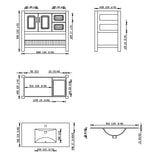 Modern Livia Freestanding Bathroom Vanity With Quartz Top, Sink, Drawers & Open Shelf Storage