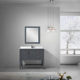 Modern Livia Freestanding Bathroom Vanity With Quartz Top, Sink, Drawers & Open Shelf Storage