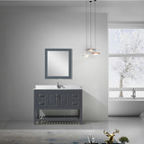 Modern Livia Freestanding Bathroom Vanity With Quartz Top, Sink, Drawers & Open Shelf Storage