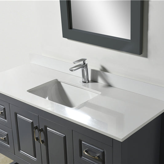 Modern Livia Freestanding Bathroom Vanity With Quartz Top, Sink, Drawers & Open Shelf Storage