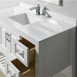 Modern Livia Freestanding Bathroom Vanity With Quartz Top, Sink, Drawers & Open Shelf Storage