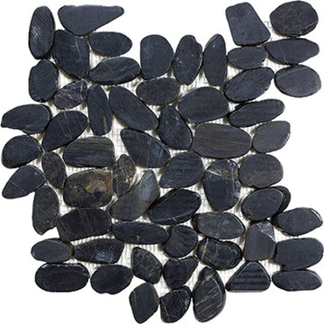 Zen Tahitian Black Flat Pebble Polished Mosaic