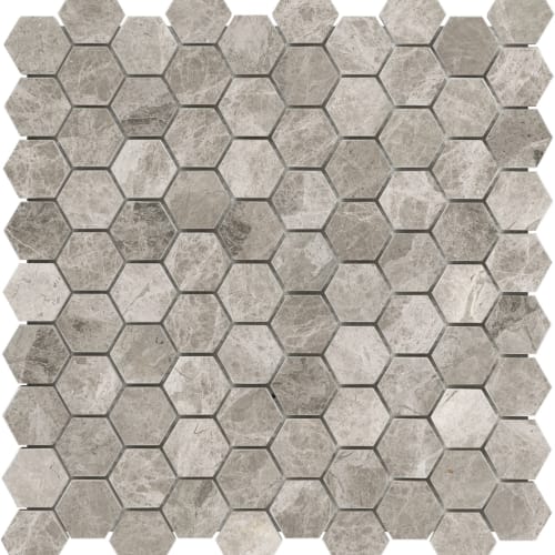 1.25 In Hexagon Phantasie Gray Polished Marble Mosaic