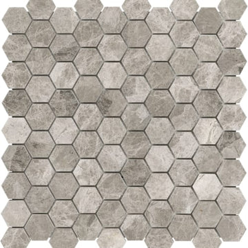 1.25 In Hexagon Phantasie Gray Polished Marble Mosaic