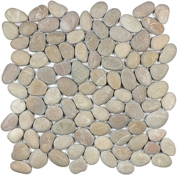 Zen Driftwood Tan Natural Pebble Mosaic