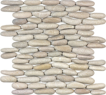 Zen Driftwood Tan Stacked Pebble Mosaic
