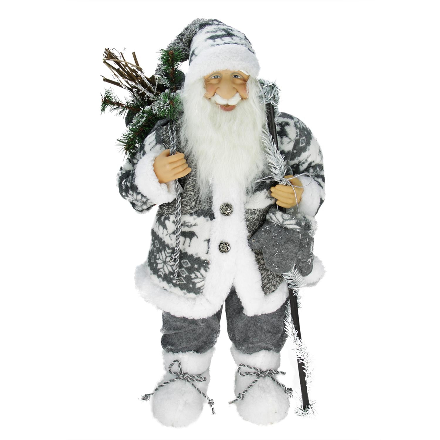 24" Country Patchwork Standing Santa Claus Christmas Figure