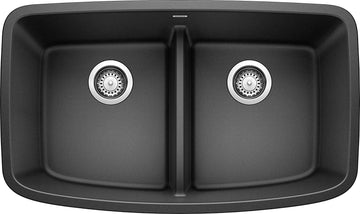 Blanco Valea 32 Inch Silgranit Double Bowl Undermount Kitchen Sink with Low Divide - 50/50