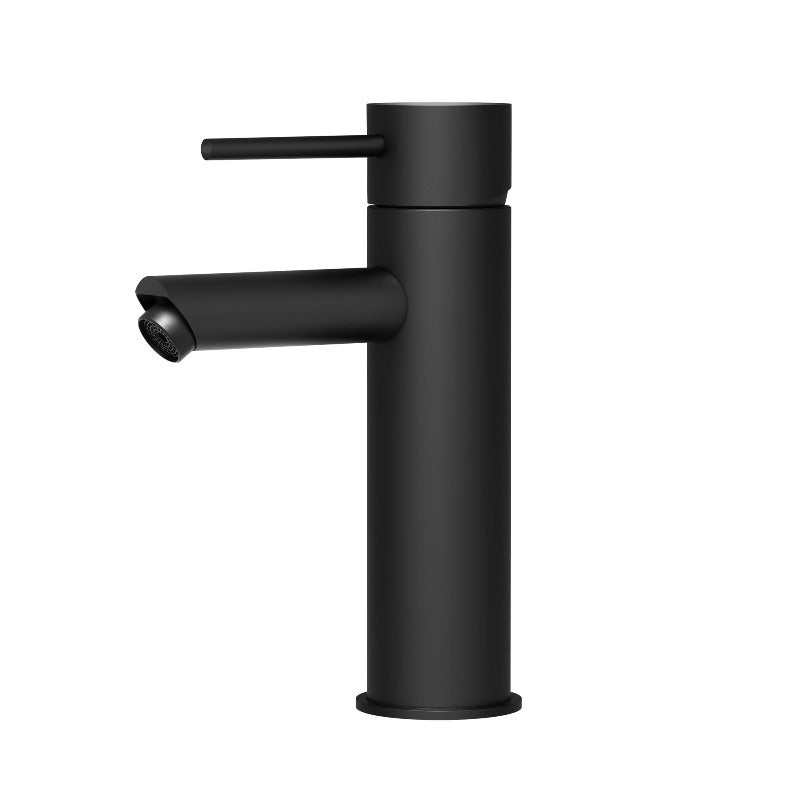 Single-Handle Single Hole Deck Mount Bathroom Sink Faucet in Matte Black with 2 Pcs Hot & Cold 27.56 in. Hose