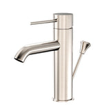 Single-Handle Single Hole Brushed Nickel Bathroom Sink Faucet with Lift & 2 Pcs Hot & Cold 27.56 in. Hose