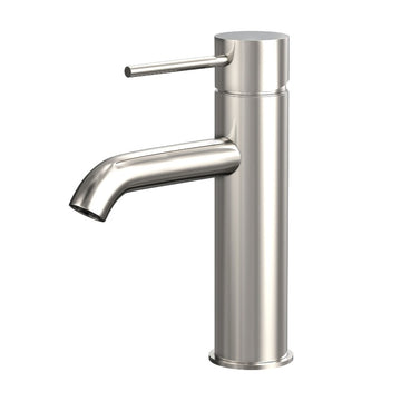 Single-Handle Single Hole Deck Mount Bathroom Sink Faucet in Brushed Nickel with Hot & Cold Mixer Tap with 27.56 Inch Hose