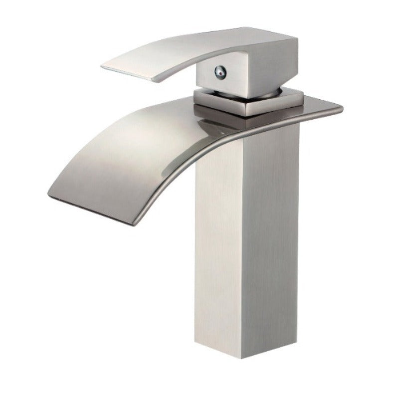 Single-Handle Single Hole Deck Mount Square Bathroom Sink Faucet with 2 Pcs Hot & Cold 27.56 in. Hose