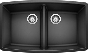 Blanco Performa 33 Inch Silgranit 50/50 Equal Double Bowl Undermount Kitchen Sink