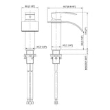 Single-Handle Single Hole Deck Mount Square Bathroom Sink Faucet with 2 Pcs Hot & Cold 27.56 in. Hose