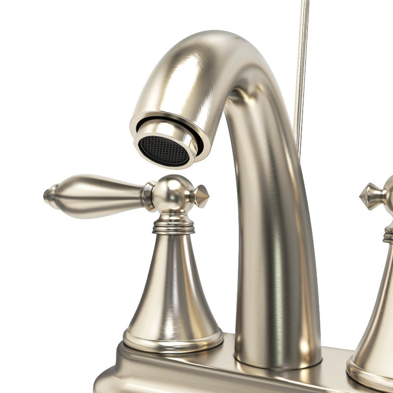 Mid-arc Bathroom Sink Faucet With Lift & Double Handle