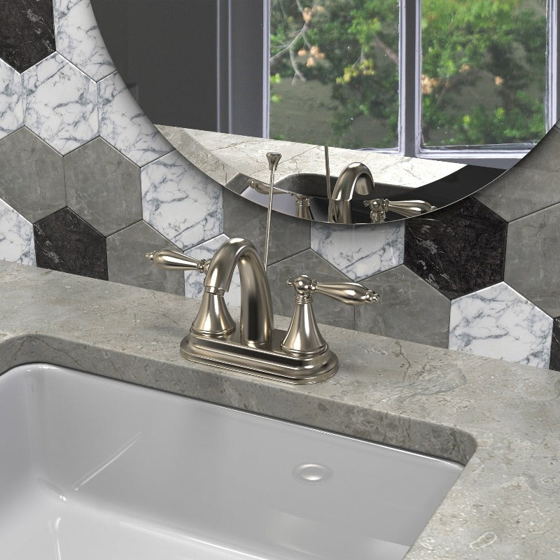 Mid-arc Bathroom Sink Faucet With Lift & Double Handle