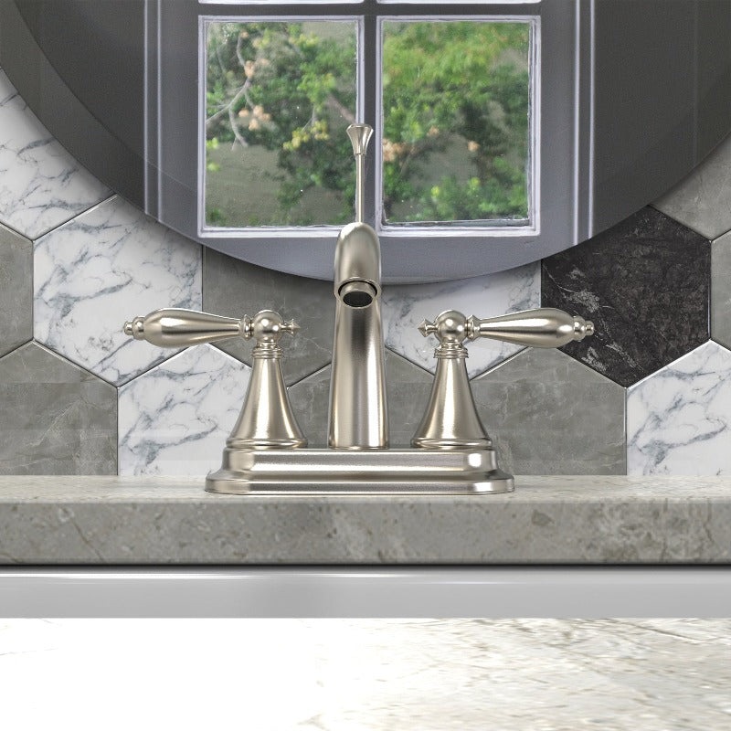 Mid-arc Bathroom Sink Faucet With Lift & Double Handle